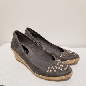 Easy Spirit Bejeweled Gray Low Wedge